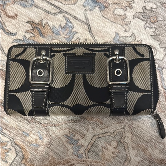 Coach Handbags - Coach Black and Grey Signature Wallet